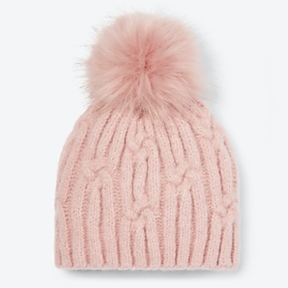 Express Accessories - Express Cable Knit Pom Beanie